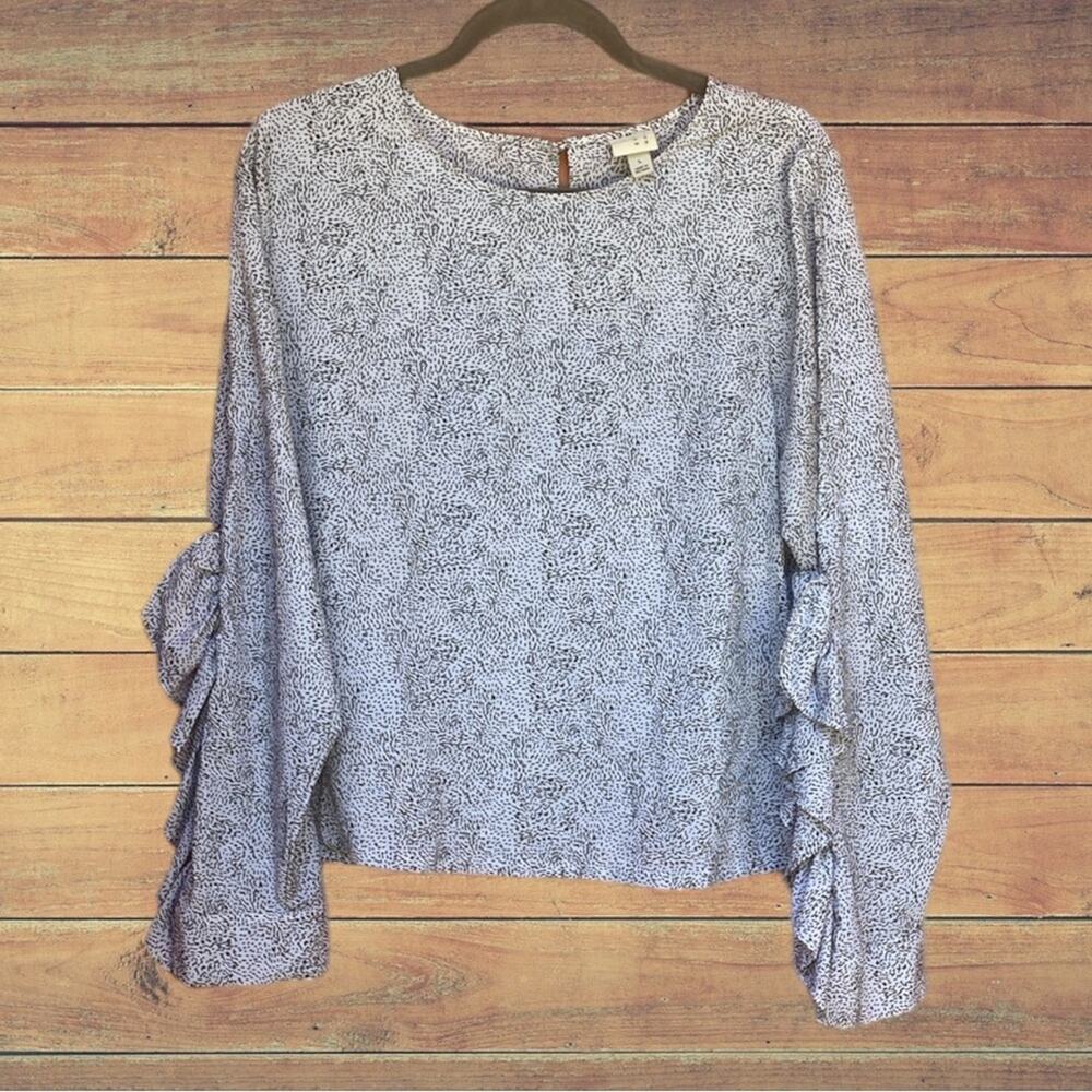 a new day animal print top with ruffle sleeve accent - Picture 3 of 8